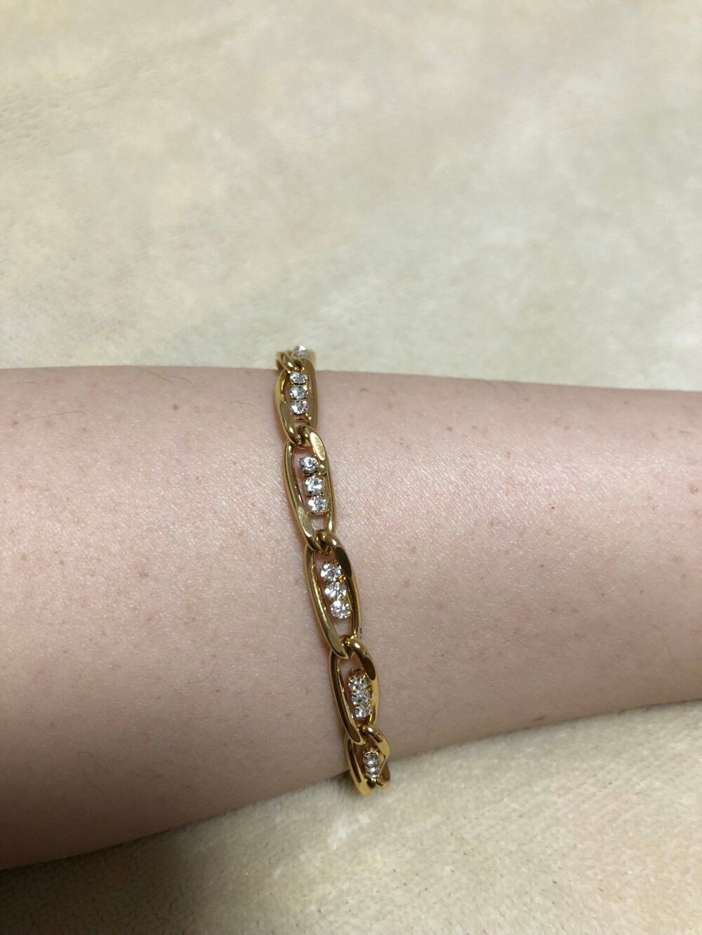 Gold-Tone Crystal Link Tennis Bracelet 7.5”